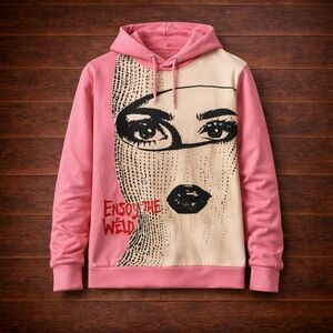 Manfinity Oversized Graphic Hoodie S (Men’s) – Pink Cartoon Print, NWOT